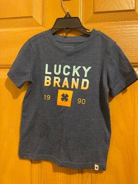 Lucky Brand Kids Navy Tee with Yellow & Mint Graphic